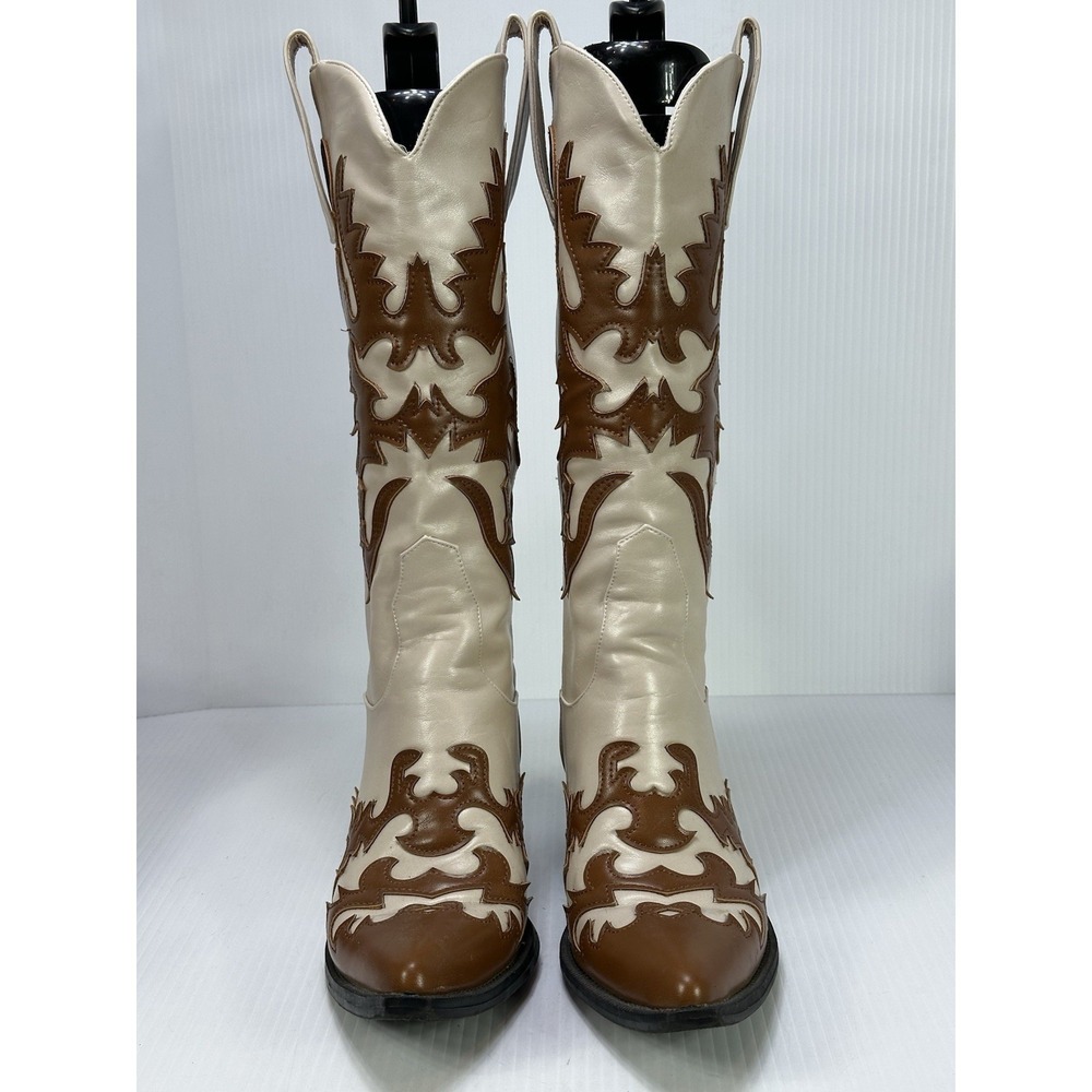 ANN CREEK Women's Western Knee High Stiches & Pull on Cowgirl Boots Size 8 1/2 M